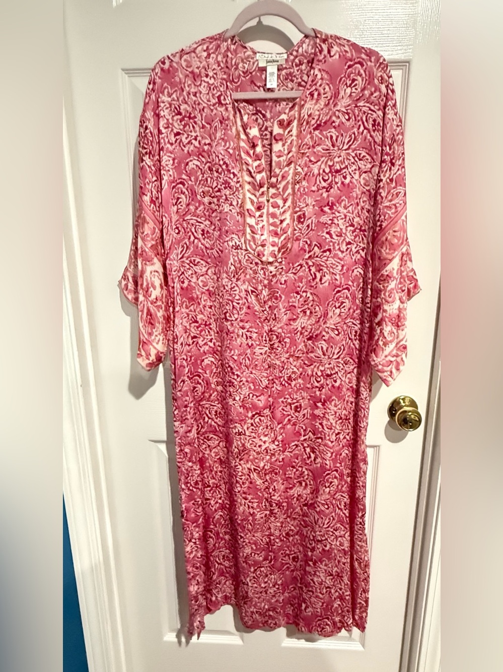 Oscar de la Renta Pink Printed Kaftan Coverup